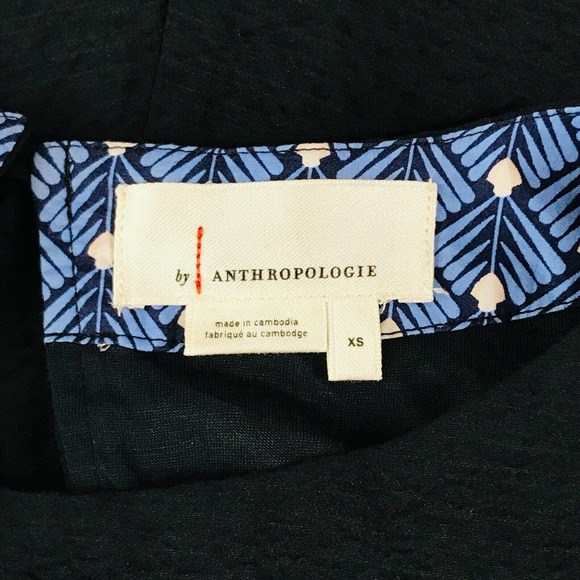 Anthropologie Women's XS Romper Black Solid Blouson Balloon Half Sleeve BU5 - Picture 3 of 7